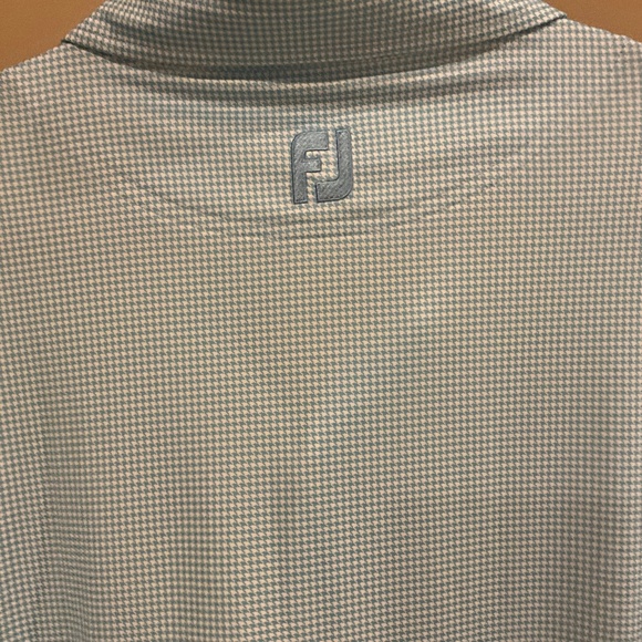 FOOTJOY Turquoise Blue and White Houndstooth Short Sleeve Golf Polo Shirt Large - Picture 6 of 9